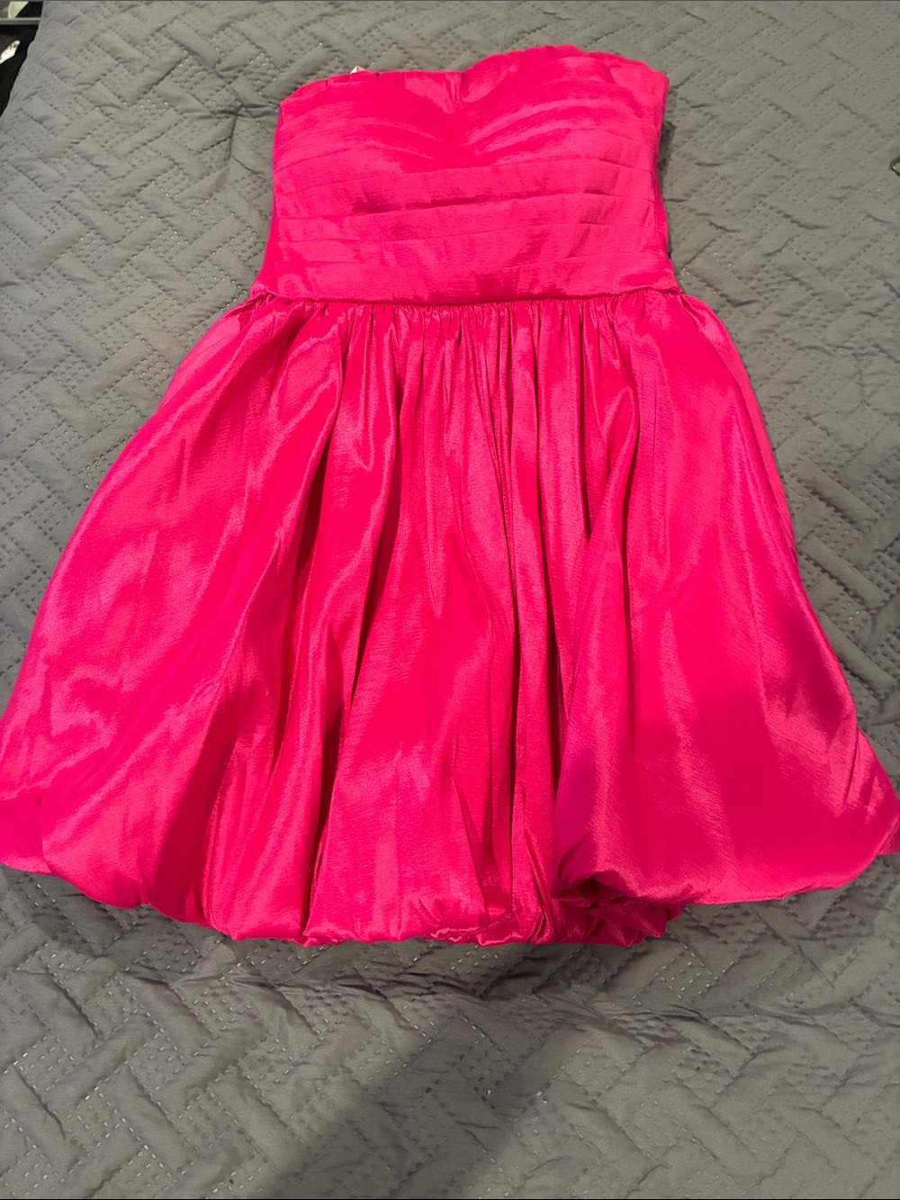 B Darlin Strapless Bubble Hem Dress in Hot Pink